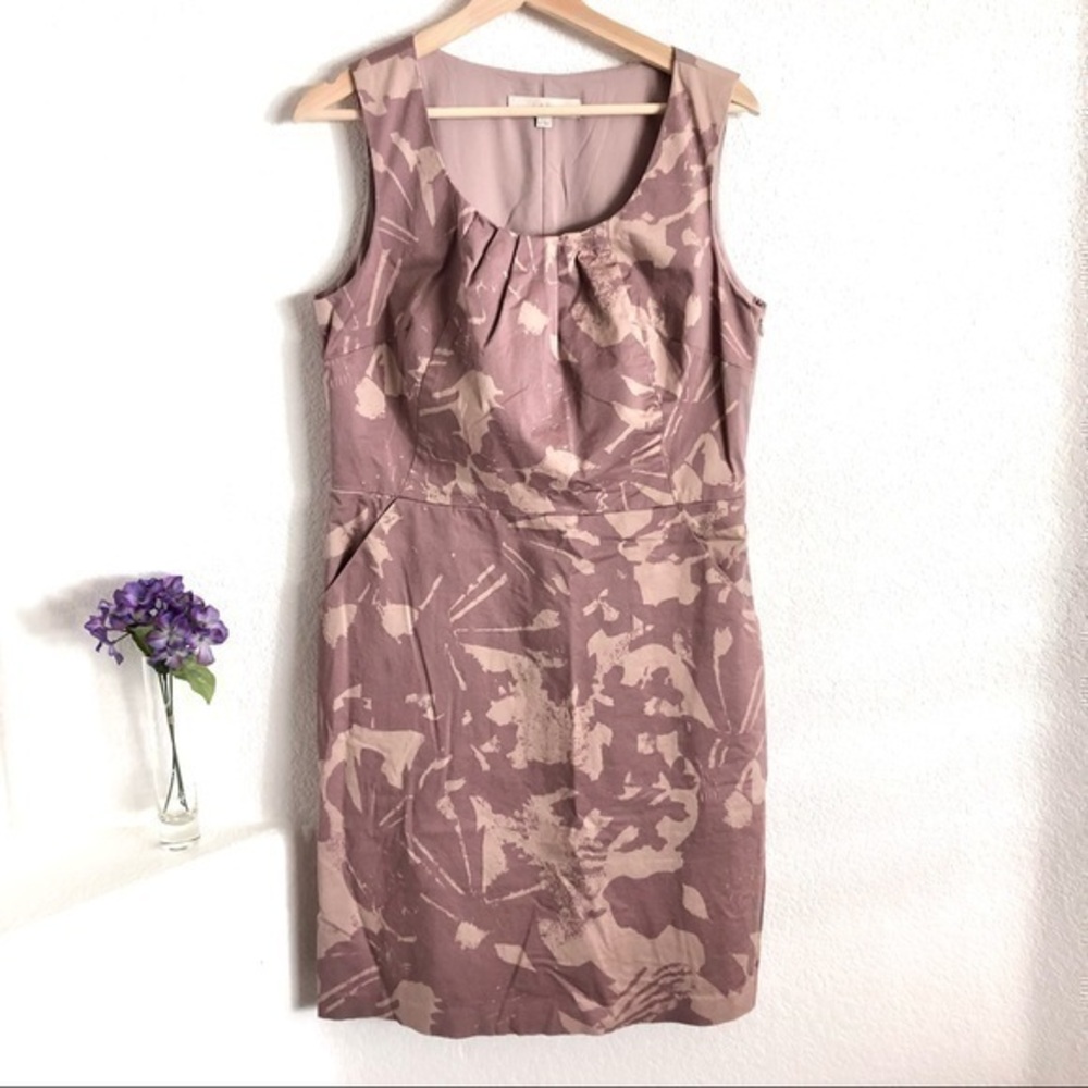 LOFT mauve and pink print sleeveless dress with pockets 12